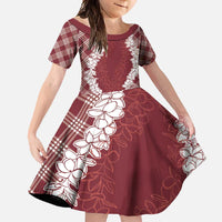 Hawaii Aloha Plumeria Lei Scarlet Palaka Family Matching Mermaid Dress and Hawaiian Shirt - Polynesian Pride