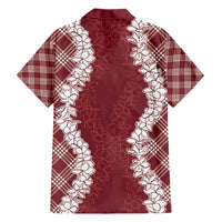 Hawaii Aloha Plumeria Lei Scarlet Palaka Hawaiian Shirt - Polynesian Pride