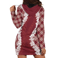 Hawaii Aloha Plumeria Lei Scarlet Palaka Hoodie Dress - Polynesian Pride