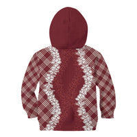 Hawaii Aloha Plumeria Lei Scarlet Palaka Kid Hoodie - Polynesian Pride