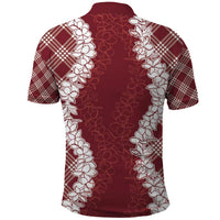 Hawaii Aloha Plumeria Lei Scarlet Palaka Polo Shirt - Polynesian Pride
