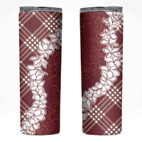 Hawaii Aloha Plumeria Lei Scarlet Palaka Skinny Tumbler - Polynesian Pride