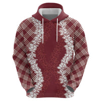 Hawaii Aloha Plumeria Lei Scarlet Palaka Zip Hoodie - Polynesian Pride