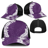Hawaii Aloha Plumeria Lei Violet Palaka Baseball Net Cap LT7 - Polynesian Pride