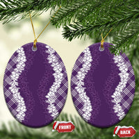 Hawaii Aloha Plumeria Lei Violet Palaka Ceramic Ornament - Polynesian Pride