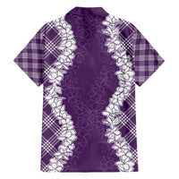 Hawaii Aloha Plumeria Lei Violet Palaka Family Matching Short Sleeve Bodycon Dress and Hawaiian Shirt - Polynesian Pride
