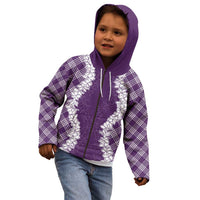 Hawaii Aloha Plumeria Lei Violet Palaka Kid Hoodie - Polynesian Pride