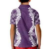 Hawaii Aloha Plumeria Lei Violet Palaka Kid Polo Shirt - Polynesian Pride