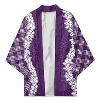 Hawaii Aloha Plumeria Lei Violet Palaka Kimono - Polynesian Pride