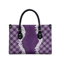 Hawaii Aloha Plumeria Lei Violet Palaka Leather Bag - Polynesian Pride