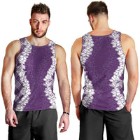 Hawaii Aloha Plumeria Lei Violet Palaka Men Tank Top - Polynesian Pride