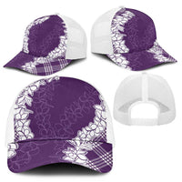 Hawaii Aloha Plumeria Lei Violet Palaka Mesh Trucker Cap LT7 - Polynesian Pride