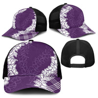 Hawaii Aloha Plumeria Lei Violet Palaka Mesh Trucker Cap LT7 - Polynesian Pride