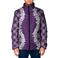 Hawaii Aloha Plumeria Lei Violet Palaka Padded Jacket - Polynesian Pride