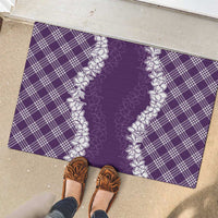 Hawaii Aloha Plumeria Lei Violet Palaka Rubber Doormat - Polynesian Pride