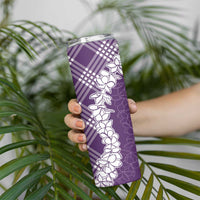 Hawaii Aloha Plumeria Lei Violet Palaka Skinny Tumbler - Polynesian Pride