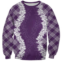 Hawaii Aloha Plumeria Lei Violet Palaka Sweatshirt - Polynesian Pride
