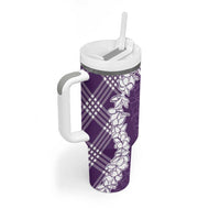 Hawaii Aloha Plumeria Lei Violet Palaka Tumbler With Handle - Polynesian Pride