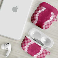 Hawaii Aloha Plumeria Lei Fuschia Palaka AirPods Case - Polynesian Pride