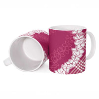 Hawaii Aloha Plumeria Lei Fuschia Palaka Ceramic Mug - Polynesian Pride