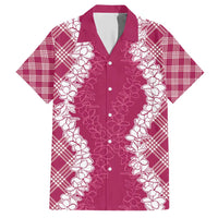Hawaii Aloha Plumeria Lei Fuschia Palaka Hawaiian Shirt - Polynesian Pride