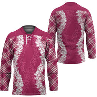 Hawaii Aloha Plumeria Lei Fuschia Palaka Hockey Jersey - Polynesian Pride