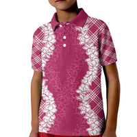 Hawaii Aloha Plumeria Lei Fuschia Palaka Kid Polo Shirt - Polynesian Pride