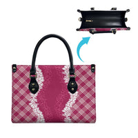 Hawaii Aloha Plumeria Lei Fuschia Palaka Leather Bag - Polynesian Pride