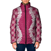 Hawaii Aloha Plumeria Lei Fuschia Palaka Padded Jacket - Polynesian Pride