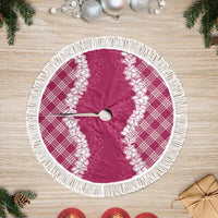 Hawaii Aloha Plumeria Lei Fuschia Palaka Tree Skirt - Polynesian Pride