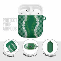 Hawaii Aloha Plumeria Lei Green Palaka AirPods Case - Polynesian Pride