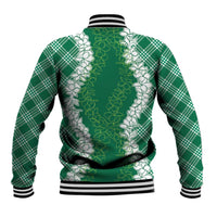 Hawaii Aloha Plumeria Lei Green Palaka Baseball Jacket - Polynesian Pride