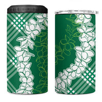 Hawaii Aloha Plumeria Lei Green Palaka 4 in 1 Can Cooler Tumbler - Polynesian Pride