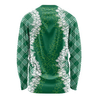Hawaii Aloha Plumeria Lei Green Palaka Long Sleeve Shirt - Polynesian Pride