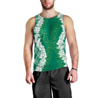 Hawaii Aloha Plumeria Lei Green Palaka Men Tank Top - Polynesian Pride
