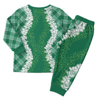 Hawaii Aloha Plumeria Lei Green Palaka Christmas Pajama Set - Polynesian Pride