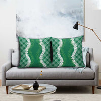 Hawaii Aloha Plumeria Lei Green Palaka Pillow Cover - Polynesian Pride