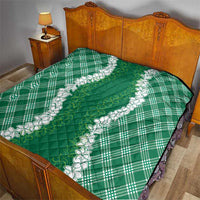 Hawaii Aloha Plumeria Lei Green Palaka Quilt - Polynesian Pride