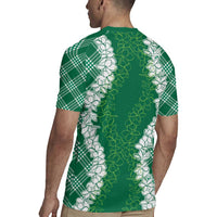 Hawaii Aloha Plumeria Lei Green Palaka Rugby Jersey - Polynesian Pride