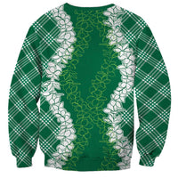 Hawaii Aloha Plumeria Lei Green Palaka Sweatshirt - Polynesian Pride