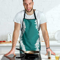 Hawaii Aloha Plumeria Lei Teal Palaka Apron - Polynesian Pride