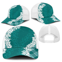 Hawaii Aloha Plumeria Lei Teal Palaka Baseball Net Cap LT7 - Polynesian Pride