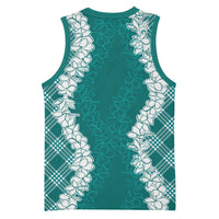 Hawaii Aloha Plumeria Lei Teal Palaka Basketball Jersey - Polynesian Pride