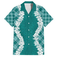 Hawaii Aloha Plumeria Lei Teal Palaka Family Matching Summer Maxi Dress and Hawaiian Shirt - Polynesian Pride