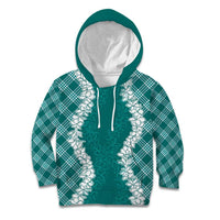 Hawaii Aloha Plumeria Lei Teal Palaka Kid Hoodie - Polynesian Pride