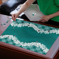 Hawaii Aloha Plumeria Lei Teal Palaka Puzzle - Polynesian Pride