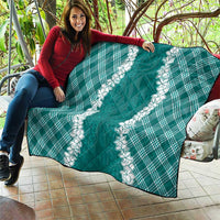 Hawaii Aloha Plumeria Lei Teal Palaka Quilt - Polynesian Pride