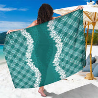 Hawaii Aloha Plumeria Lei Teal Palaka Sarong - Polynesian Pride