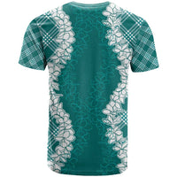 Hawaii Aloha Plumeria Lei Teal Palaka T Shirt - Polynesian Pride