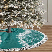 Hawaii Aloha Plumeria Lei Teal Palaka Tree Skirt - Polynesian Pride